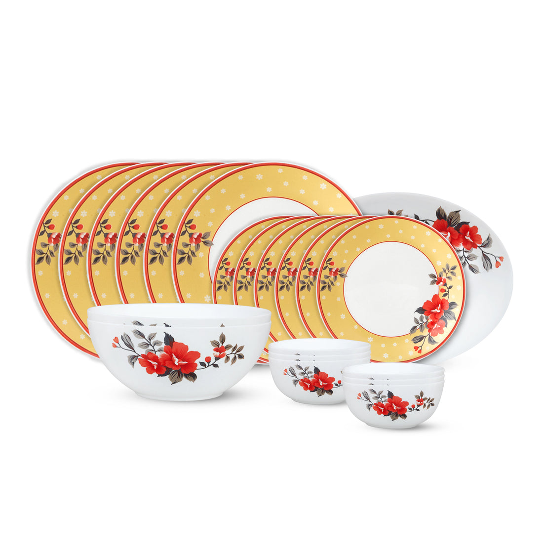 My Borosil Opalware Dinner Sets 21 pc Set: Serves 6 Larah by Borosil Pink Sapphire Dinner Set