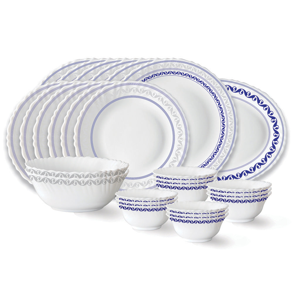 My Borosil Opalware Dinner Sets 27 pc Set: Serves 6 Larah by Borosil Jazzblue Dinner Set