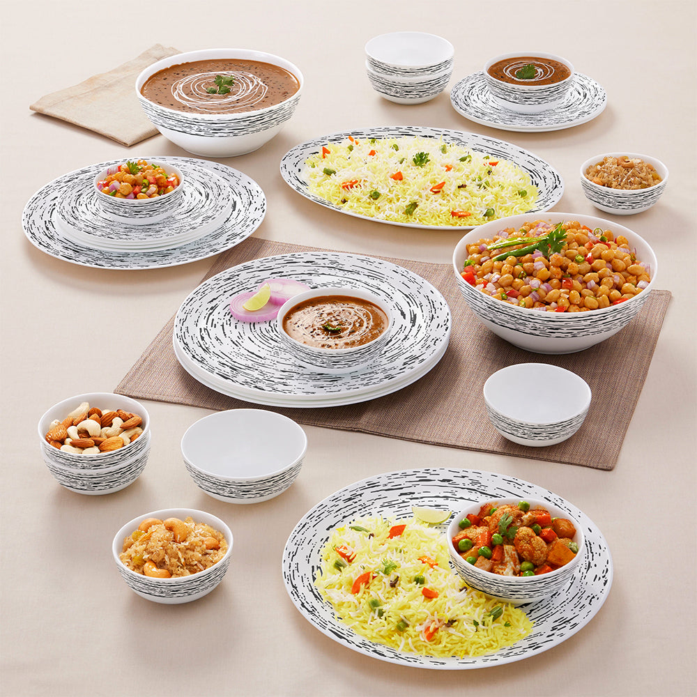 My Borosil Opalware Dinner Sets 27 pc Set: Serves 6 Larah by Borosil Milky Way Dinner Set