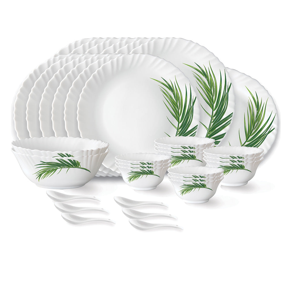 My Borosil Opalware Dinner Sets 33 pc Set: Serves 6 Larah by Borosil Crescent Dinner Set