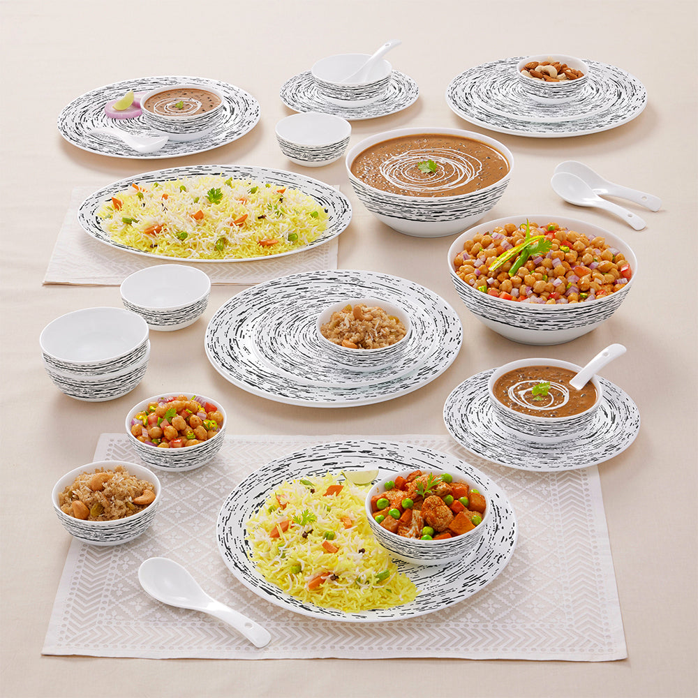 My Borosil Opalware Dinner Sets 33 pc Set: Serves 6 Larah by Borosil Milky Way Dinner Set