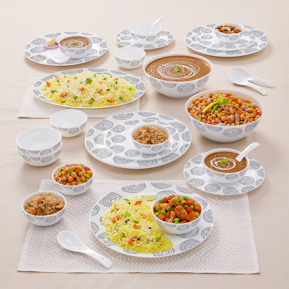 My Borosil Opalware Dinner Sets 33 pc Set: Serves 6 Larah by Borosil Moonbeam Dinner Set