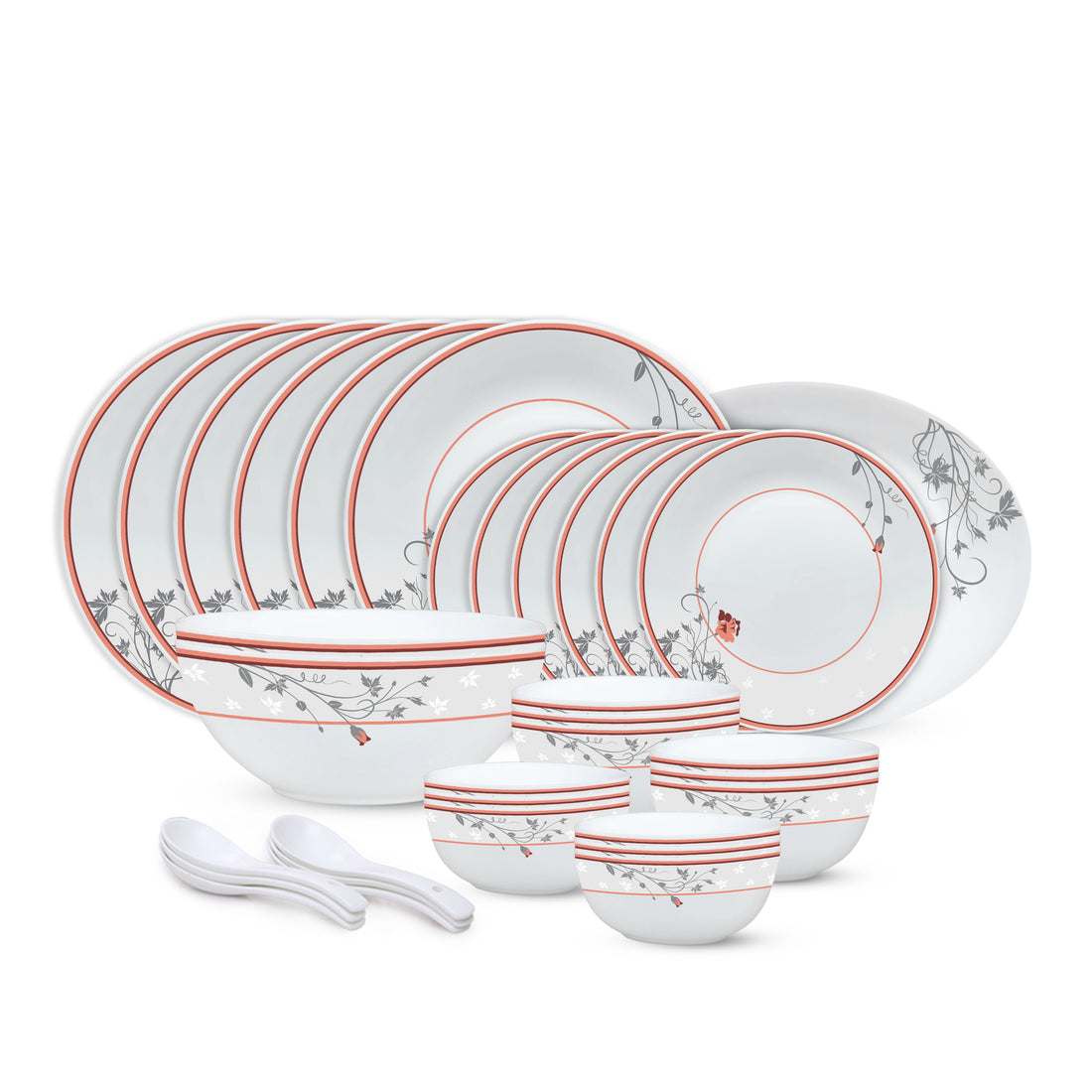 My Borosil Opalware Dinner Sets 33 pc Set: Serves 6 Larah by Borosil Quartz Dinner Set