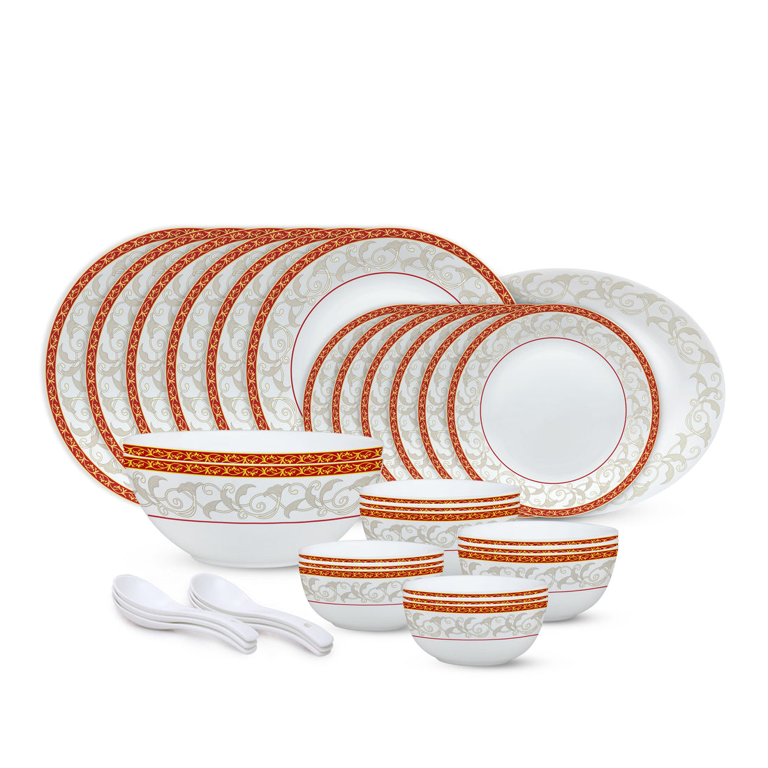 My Borosil Opalware Dinner Sets 33 pc Set: Serves 6 Larah by Borosil Ragina Dinner Set