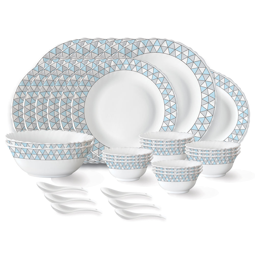 My Borosil Opalware Dinner Sets 33 pc Set: Serves 6 Larah by Borosil Weave Dinner Set