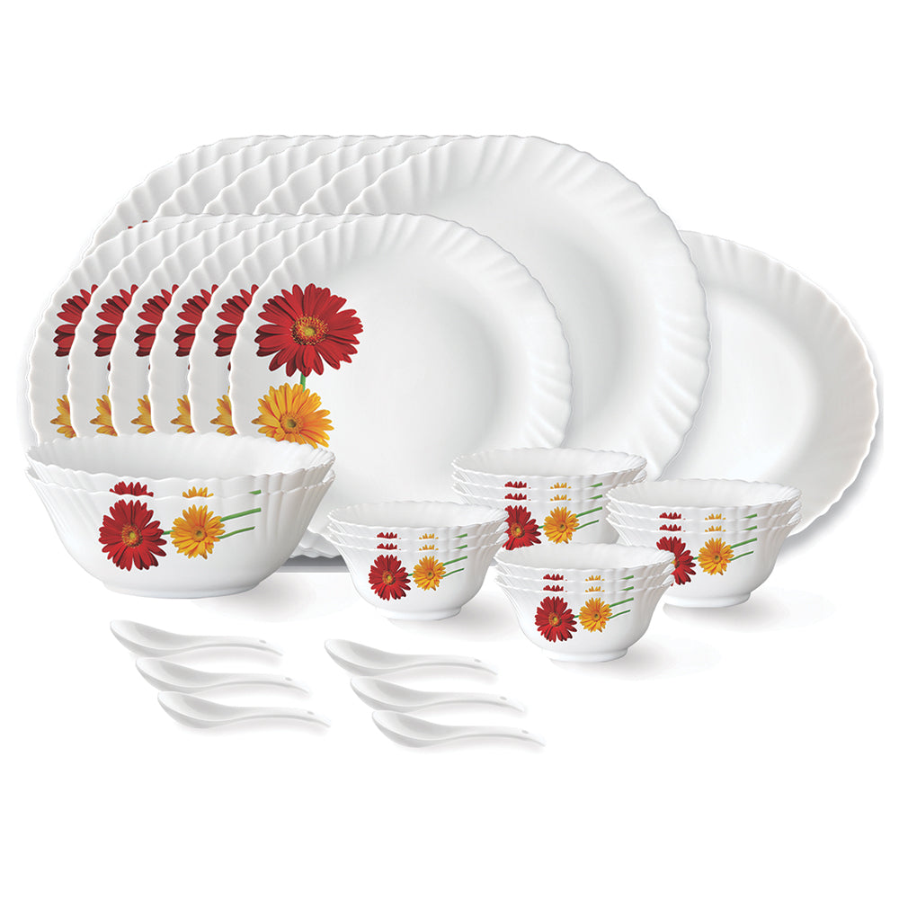 My Borosil Opalware Dinner Sets 33 pc Set: Serves 6 Larah by Borosil Zinnia Dinner Set