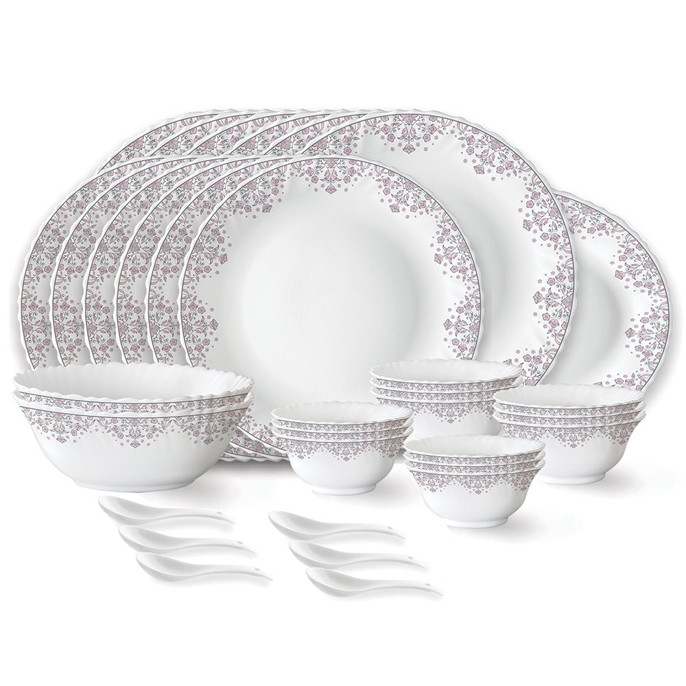 My Borosil Opalware Dinner Sets 33 pc Set: Serves 6 (Option 1) Larah by Borosil Lark Dinner Set