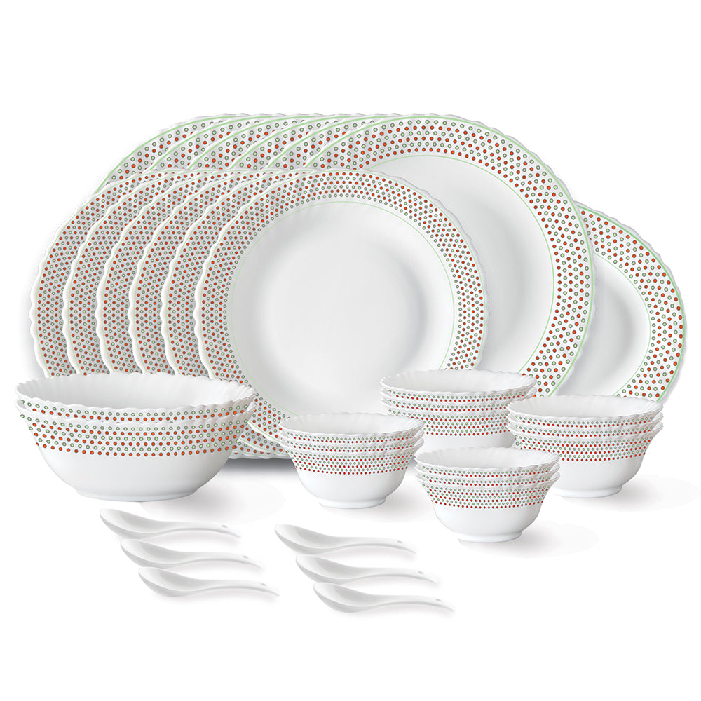 My Borosil Opalware Dinner Sets 33 pc Set: Serves 6 (Option 1) Larah by Borosil Waltz Dinner Set