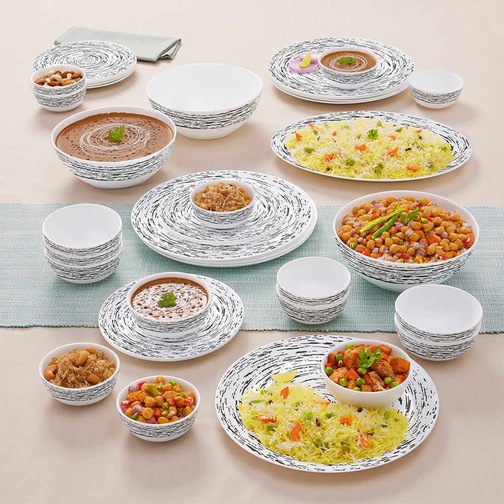 My Borosil Opalware Dinner Sets 36 pc Set: Serves 8 Larah by Borosil Milky Way Dinner Set