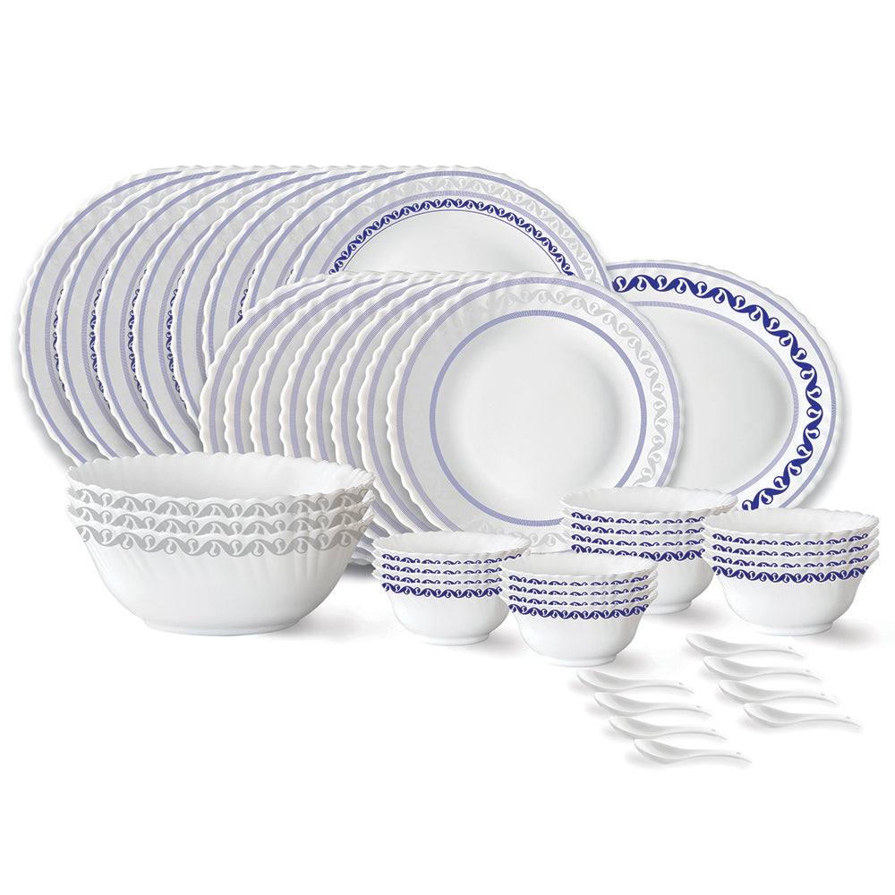 My Borosil Opalware Dinner Sets 44 pc Set: Serves 8 Larah by Borosil Jazzblue Dinner Set