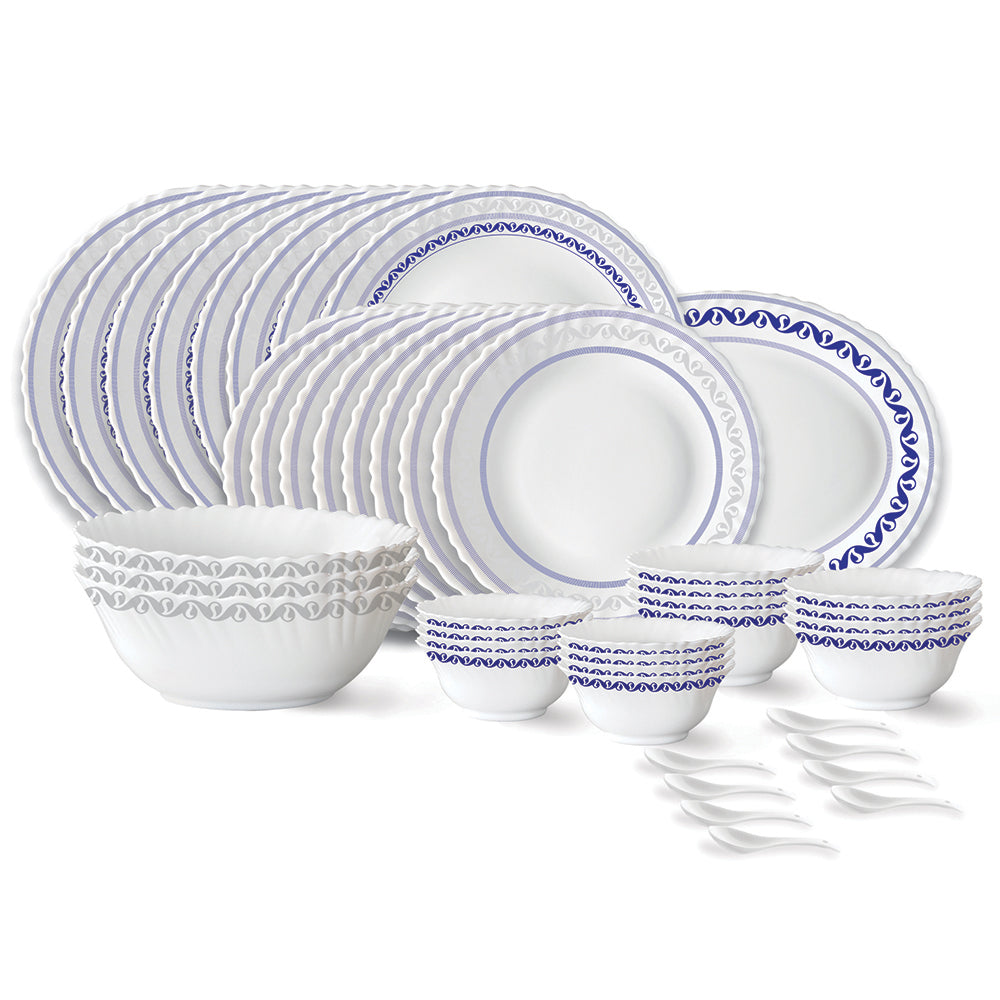 Larah by Borosil Jazzblue Dinner Set, 45 pc