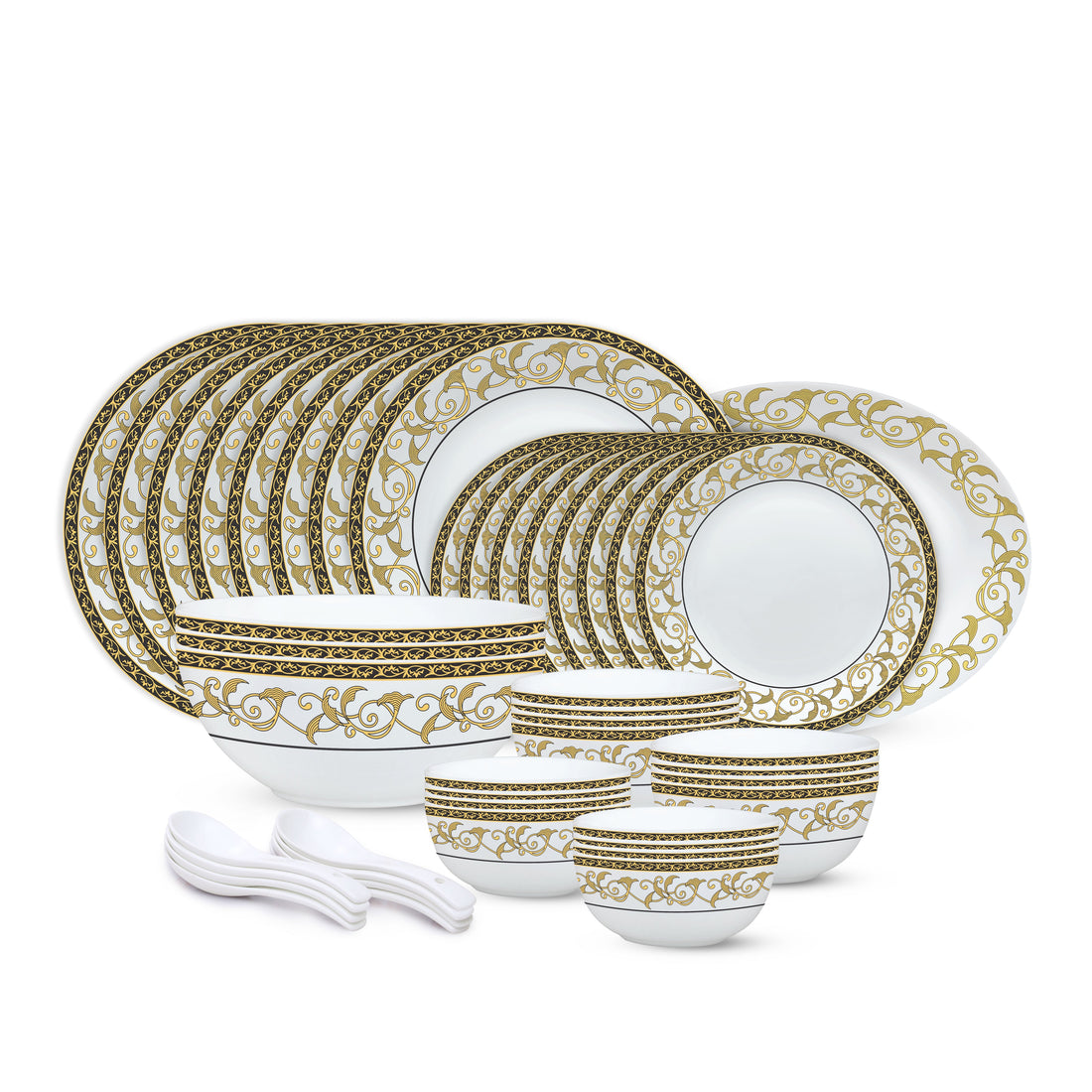 My Borosil Opalware Dinner Sets 44 pc Set: Serves 8 Larah by Borosil Royale Dinner Set