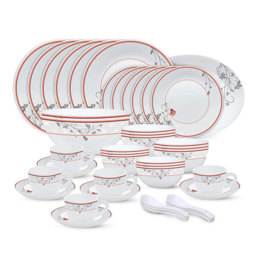 My Borosil Opalware Dinner Sets 45 pc Set: Serves 6 Larah by Borosil Quartz Dinner Set