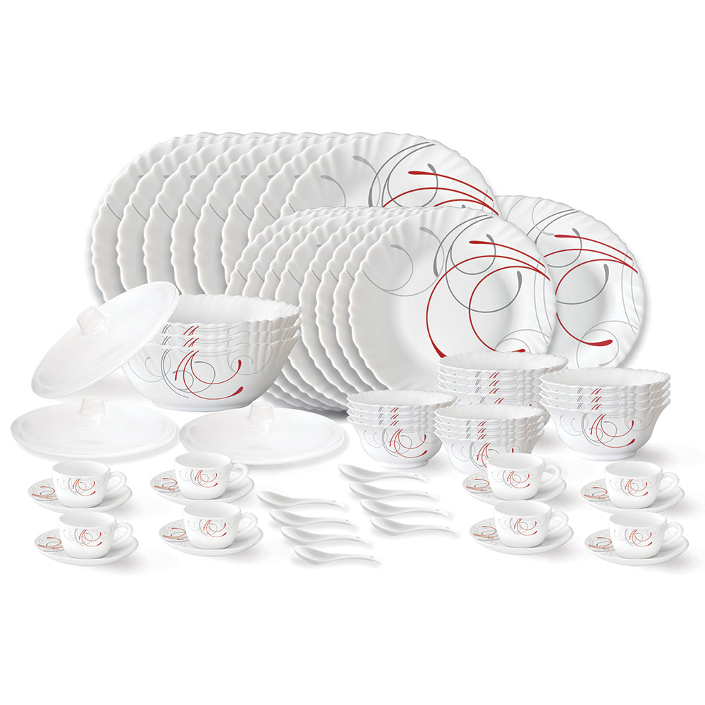 My Borosil Opalware Dinner Sets 63 pc Set: Serves 8 Larah by Borosil Boro Dinner Set