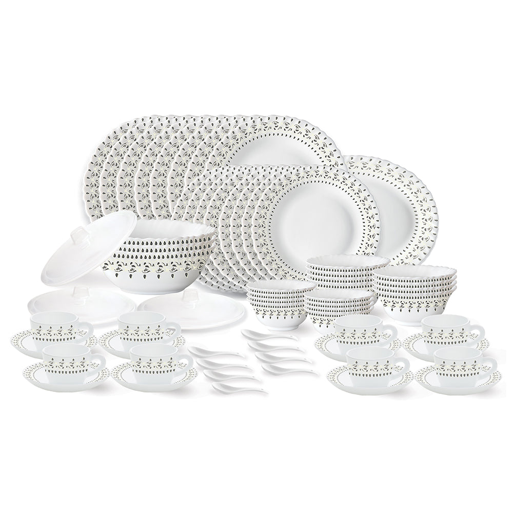 My Borosil Opalware Dinner Sets 63 pc Set: Serves 8 Larah by Borosil Ora Gold Dinner Set