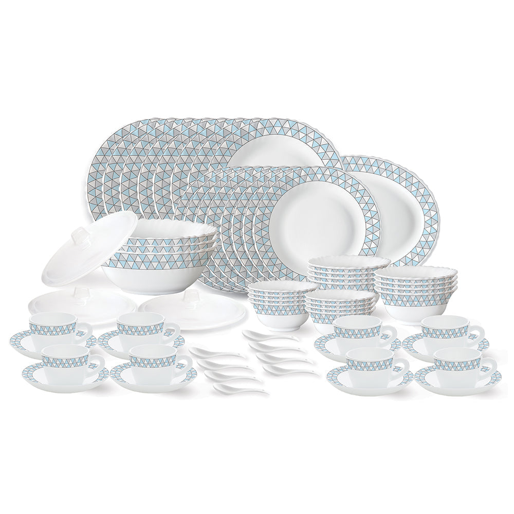 My Borosil Opalware Dinner Sets 63 pc Set: Serves 8 Larah by Borosil Weave Dinner Set