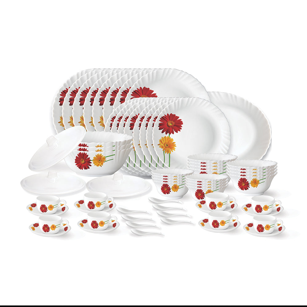 My Borosil Opalware Dinner Sets 63 pc Set: Serves 8 Larah by Borosil Zinnia Dinner Set