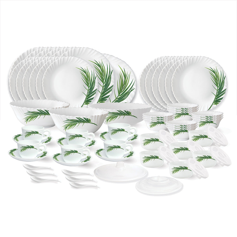 My Borosil Opalware Dinner Sets 66 pc Set: Serves 6 Larah by Borosil Crescent Dinner Set