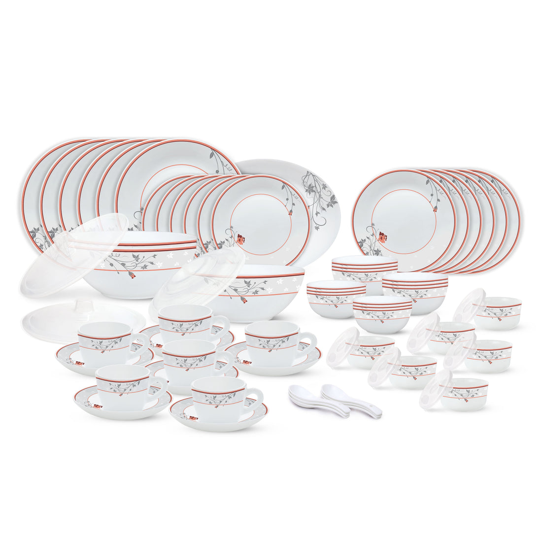 My Borosil Opalware Dinner Sets 67 pc Set: Serves 6 Larah by Borosil Quartz Dinner Set