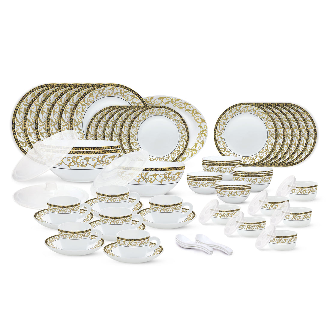 My Borosil Opalware Dinner Sets 67 pc Set: Serves 6 Larah by Borosil Royale Dinner Set