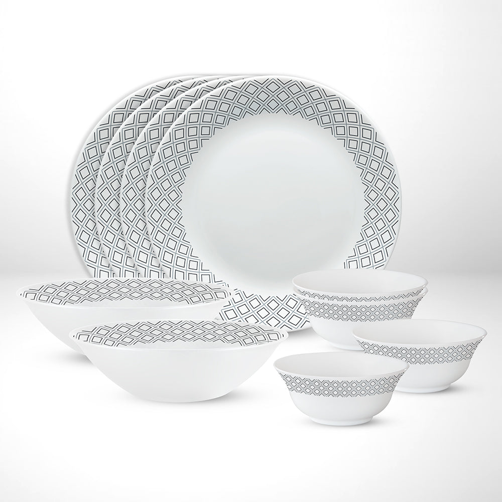 Larah by Borosil Cone Black Grey Dinner Set, 13 pc
