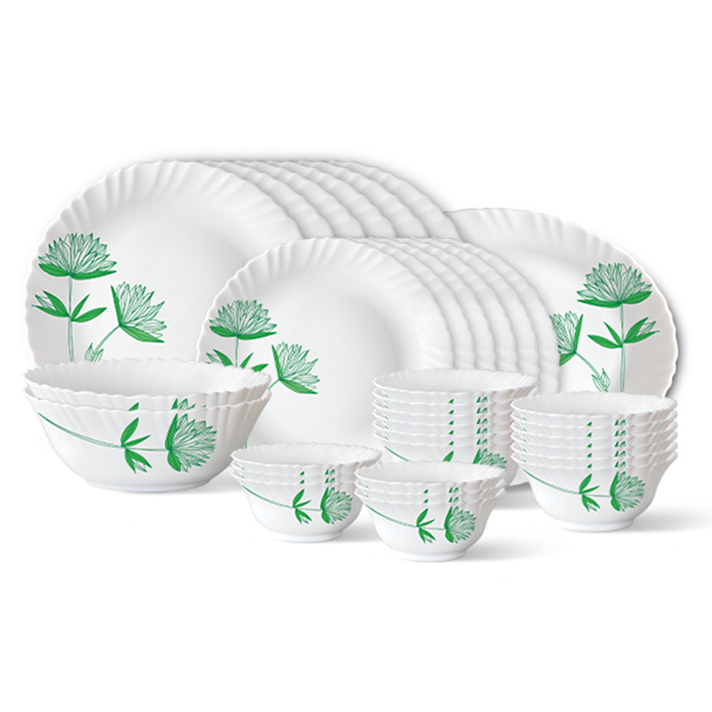Larah by Borosil Green Lily Dinner Set, 21 pc