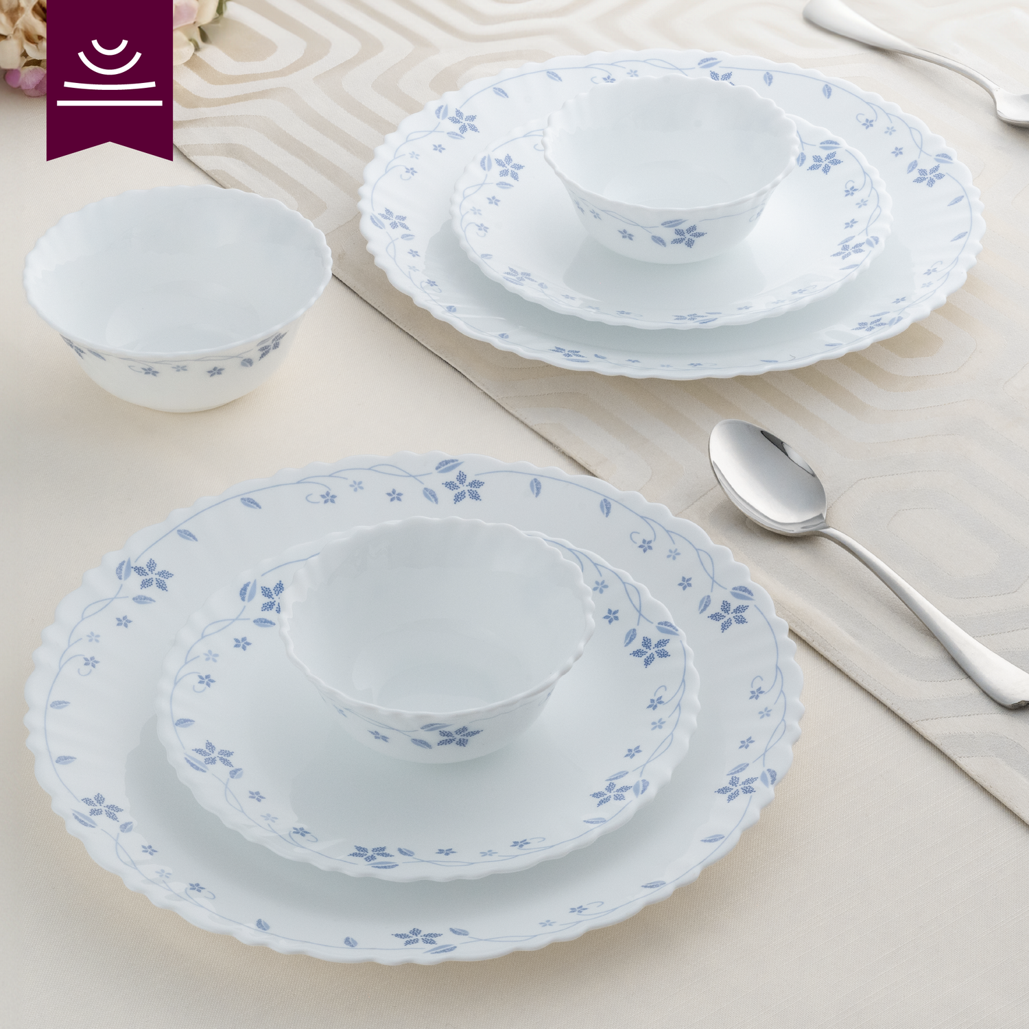 Larah by Borosil Flora Dinner Set, 27 pc