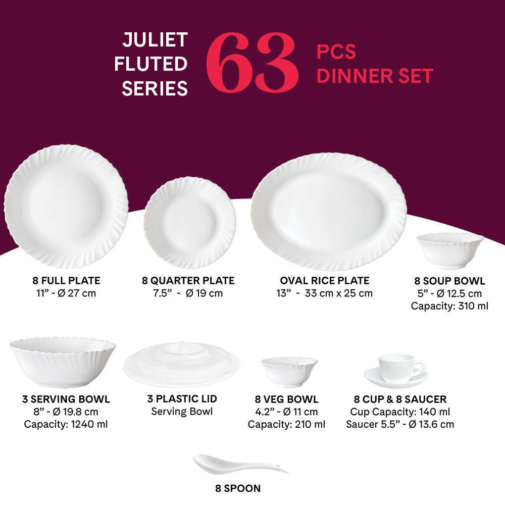 My Borosil Opalware Dinner Sets Larah by Borosil Juliet Dinner Set