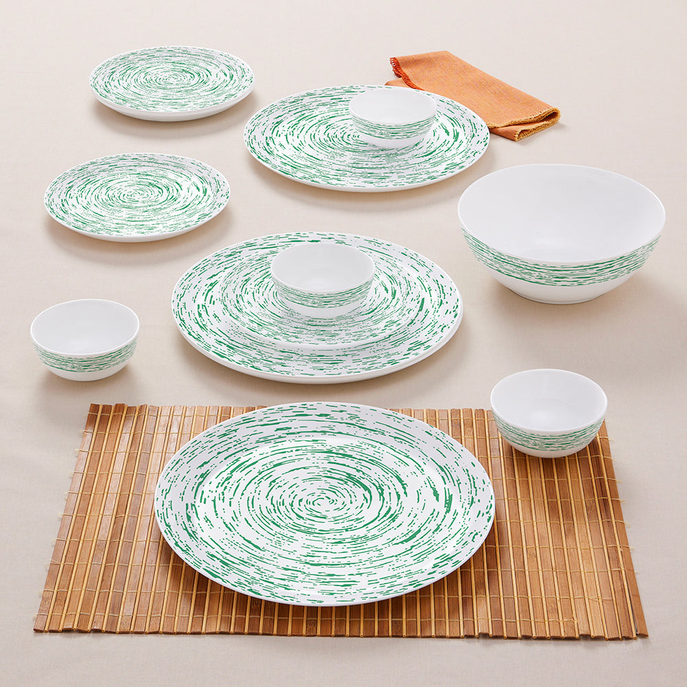 My Borosil Opalware Dinner Sets Larah by Borosil, Opalware, Microwave Safe, Green Nova Dinner Set (Serves 4,6,8)