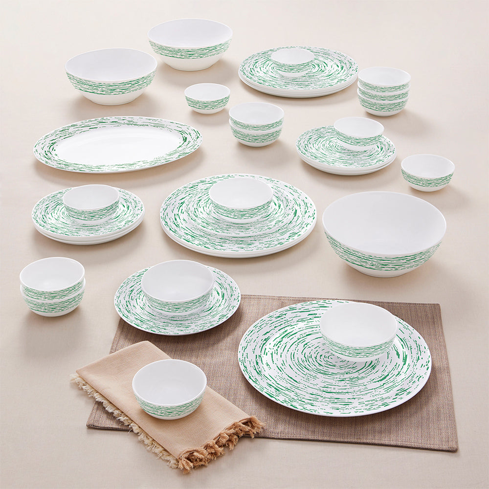 My Borosil Opalware Dinner Sets Larah by Borosil, Opalware, Microwave Safe, Green Nova Dinner Set (Serves 4,6,8)