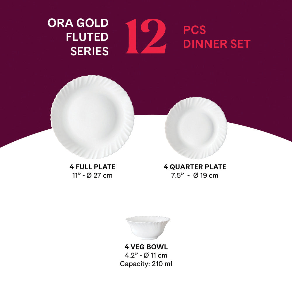 Larah by Borosil Ora Gold Dinner Set, 66 pc