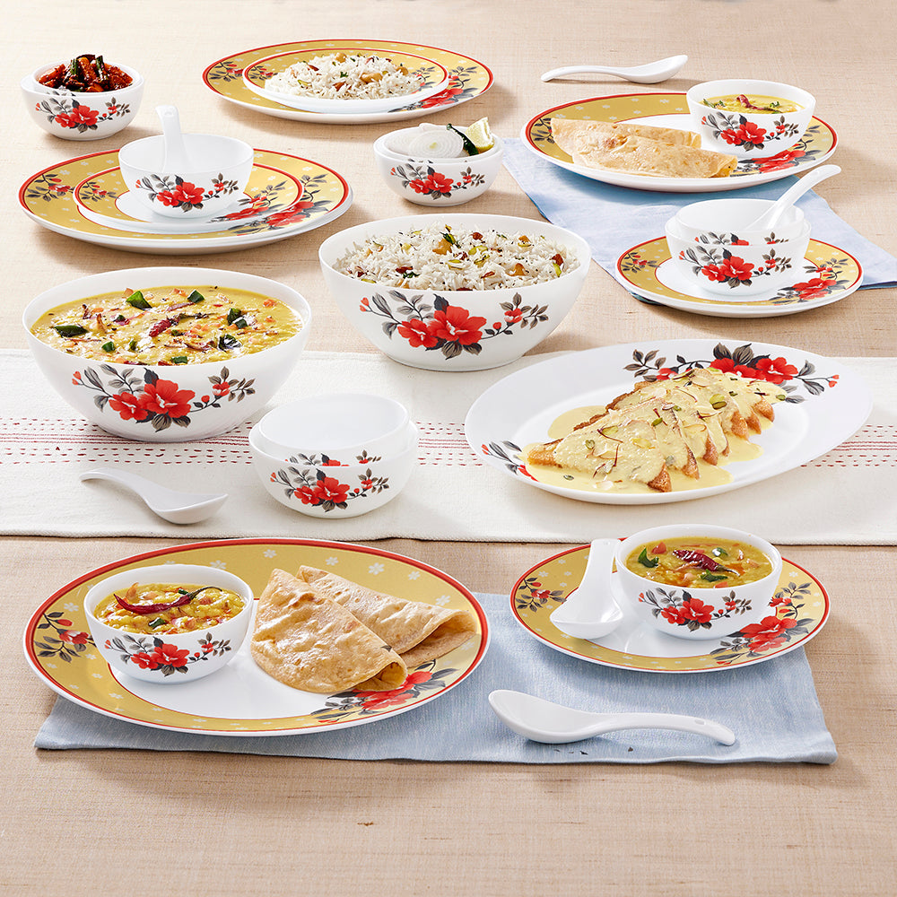 Larah by Borosil Pink Sapphire Dinner Set, 45 pc