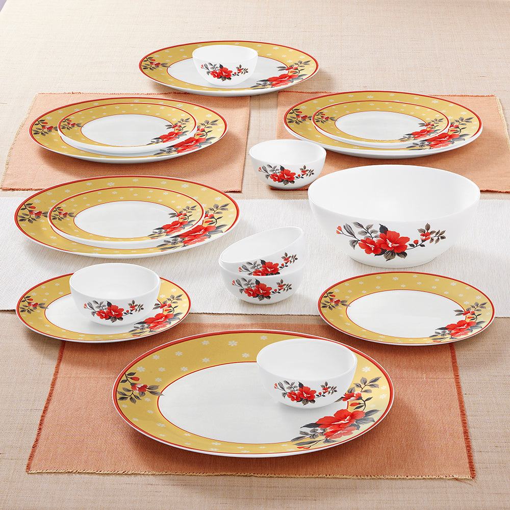Larah by Borosil Pink Sapphire Dinner Set, 45 pc