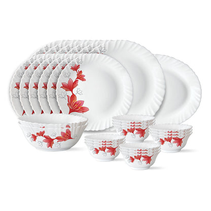 Larah by Borosil Ruby Dinner Set, 19 pc