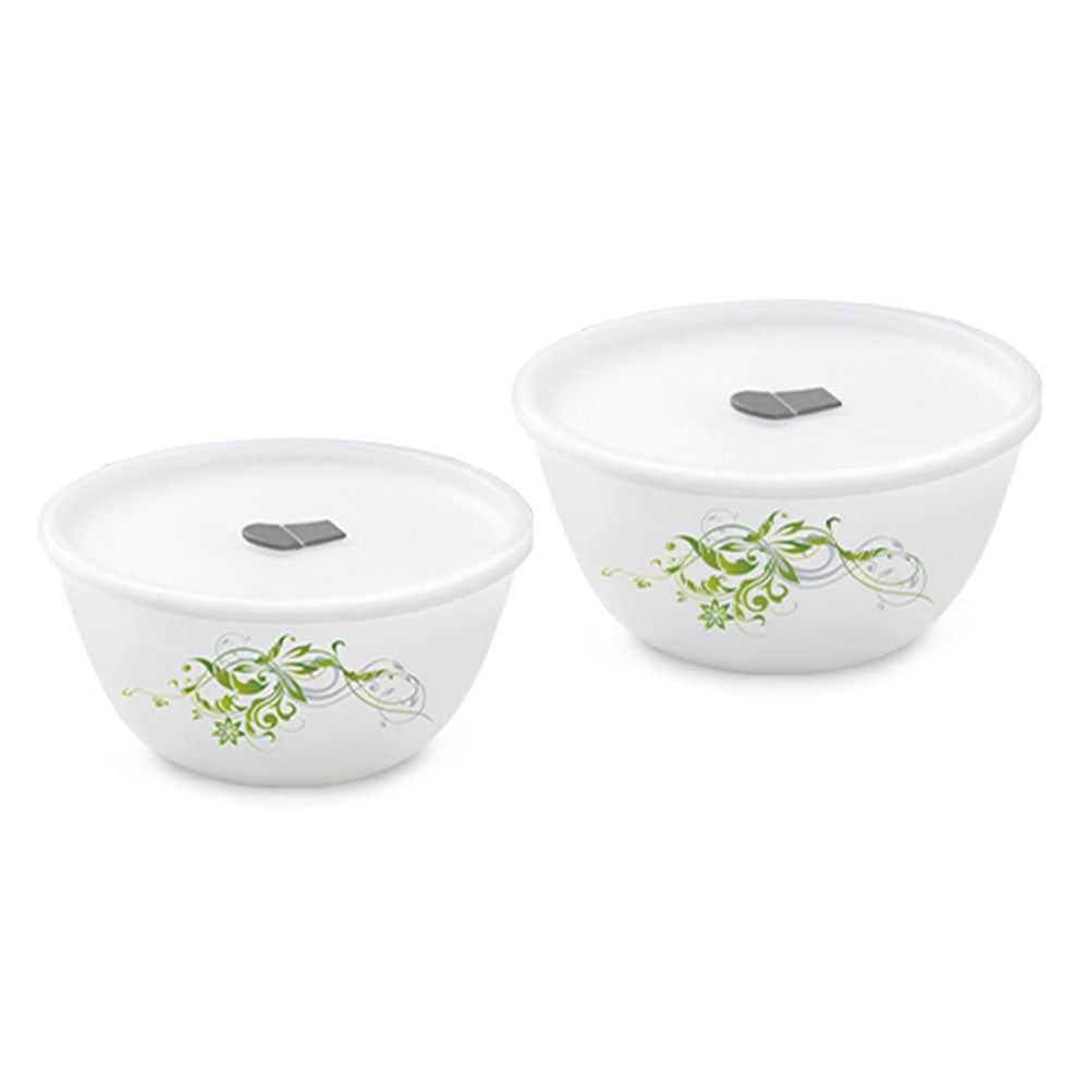 Larah by Borosil Erba Mixing Bowl Set w Lid, 1.5L + 1L + 500ml