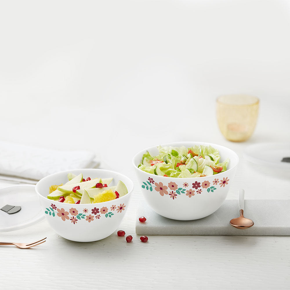 My Borosil Opalware Mixing & Serving Bowls 4 pc Set (500 ml + 750 ml) Ayana Mixing Bowl Set w Lid