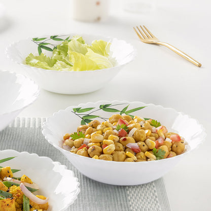 Larah by Borosil Bamboo Leaves Multipurpose Bowl, 2 pc Set