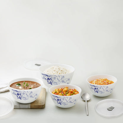 Larah Blue Eve Mixing Bowl Set with Lid, 4 pc Set (500ml + 500ml)