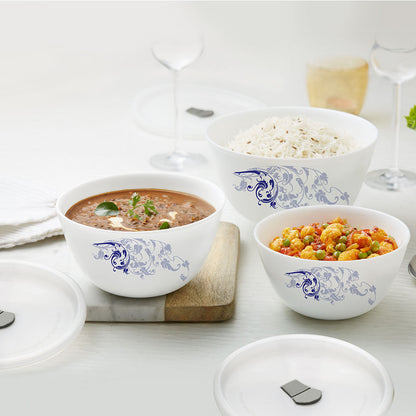 Larah Blue Eve Mixing Bowl Set with Lid, 4 pc Set (500ml + 500ml)