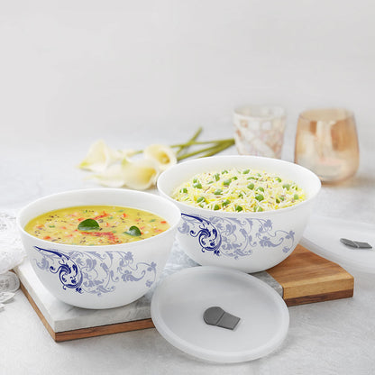 Larah Blue Eve Mixing Bowl Set with Lid, 4 pc Set (500ml + 750ml)