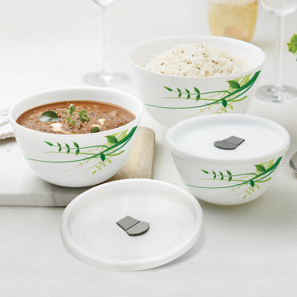 Larah Green Herbs Mixing Bowl Set with Lid