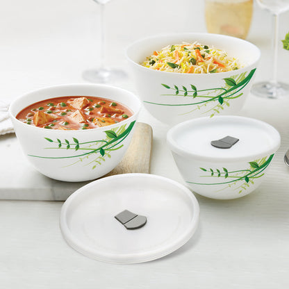 Larah Green Herbs Mixing Bowl Set with Lid