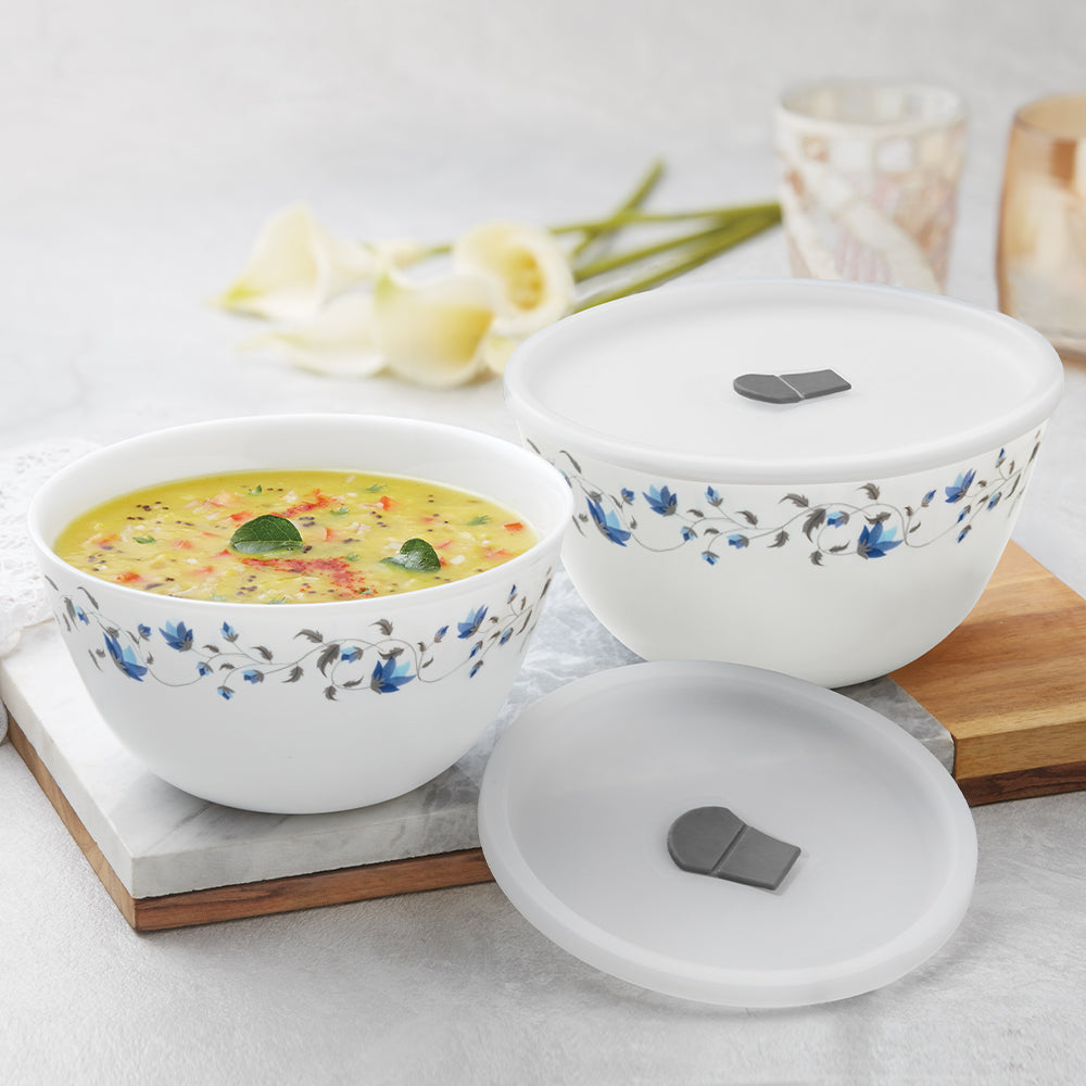 Larah by Borosil Helena Mixing Bowl Set w Lid, 6 pc