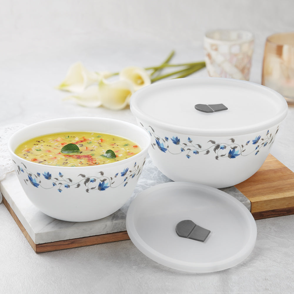 Larah by Borosil Helena Mixing Bowl Set w Lid, 6 pc