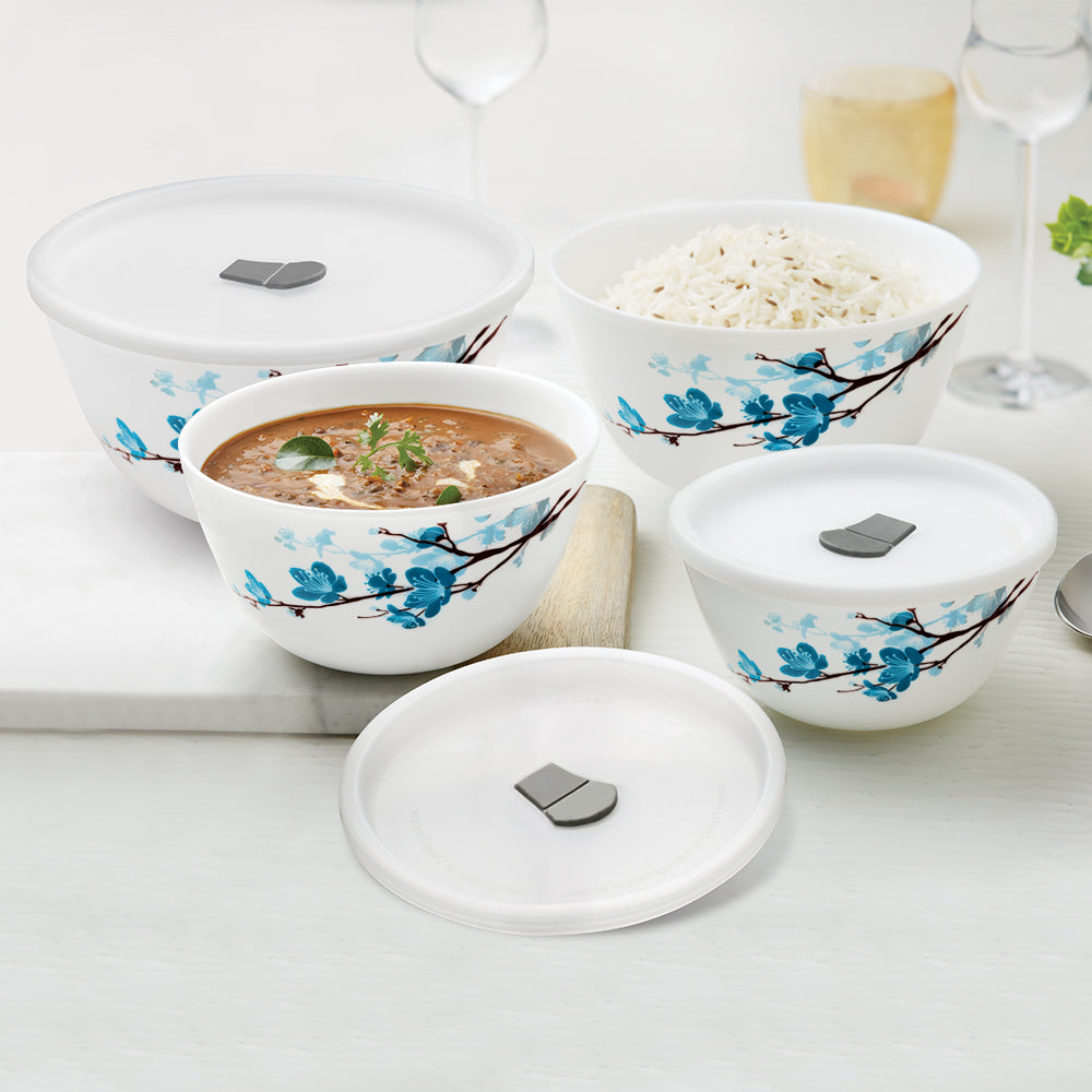 Larah by Borosil Mimosa Mixing Bowl Set w Lid, 1.5L + 750ml