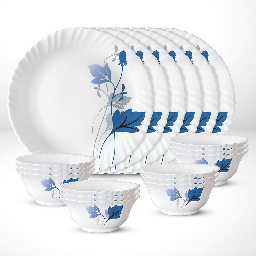 Larah by Borosil Ageria Thali Set, 6 Plates + 12 Bowls