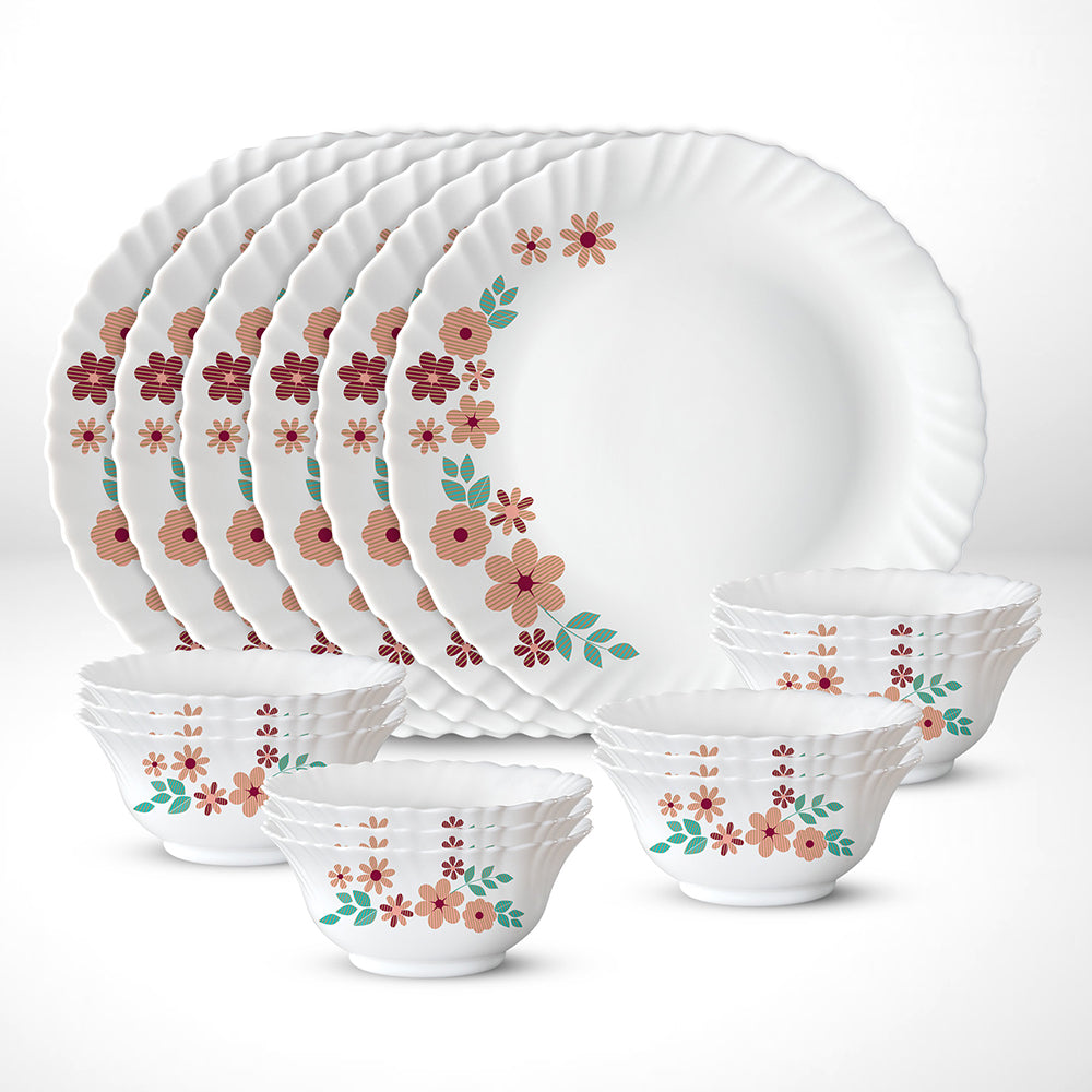 My Borosil Opalware Plate Sets 6 Plates + 12 Bowls Ayana Thali Set