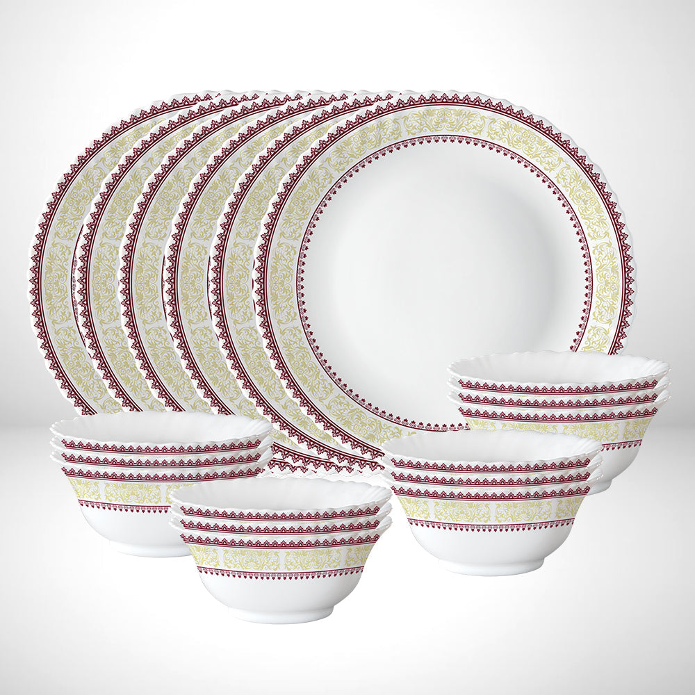 My Borosil Opalware Plate Sets 6 Plates + 12 Bowls Larah by Borosil Elega Thali Set