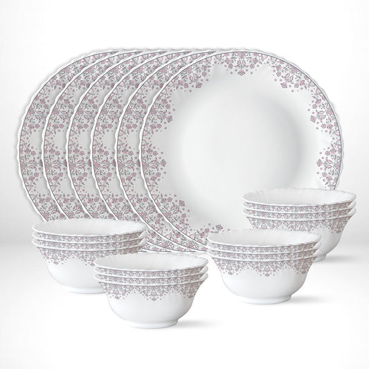 My Borosil Opalware Plate Sets 6 Plates + 12 Bowls Larah by Borosil Lark Thali Set