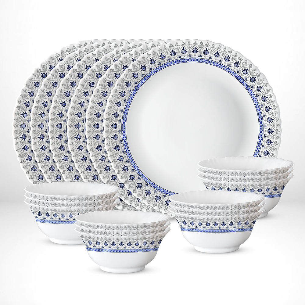 Larah by Borosil Ocean Thali Set, 6 Plates + 12 Bowls